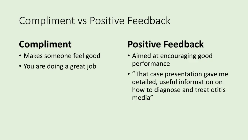 compliment vs positive feedback