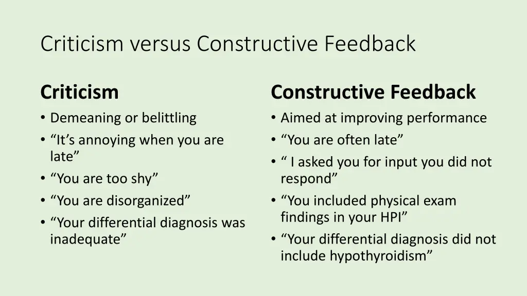 criticism versus constructive feedback