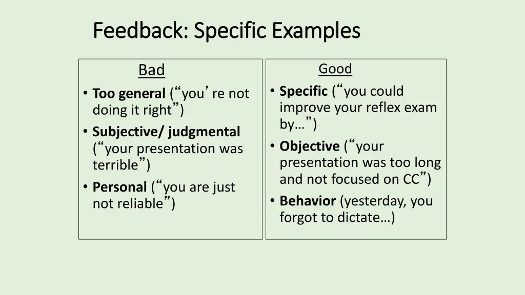 feedback specific examples feedback specific