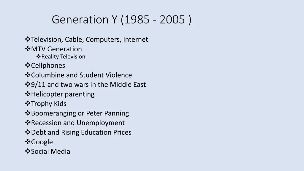 generation y 1985 2005