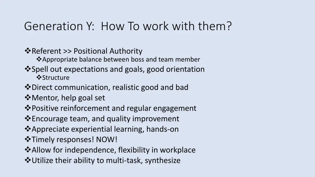 generation y how to work with them