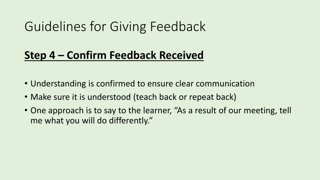 guidelines for giving feedback