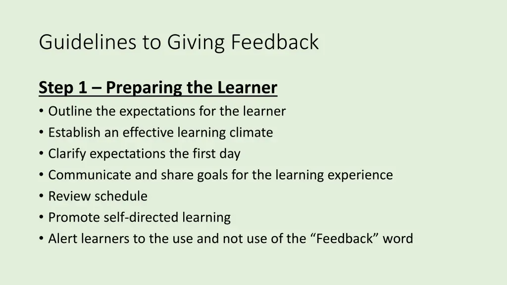 guidelines to giving feedback 1