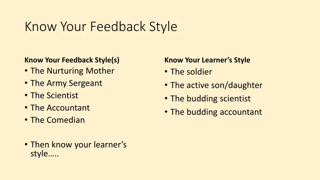 know your feedback style