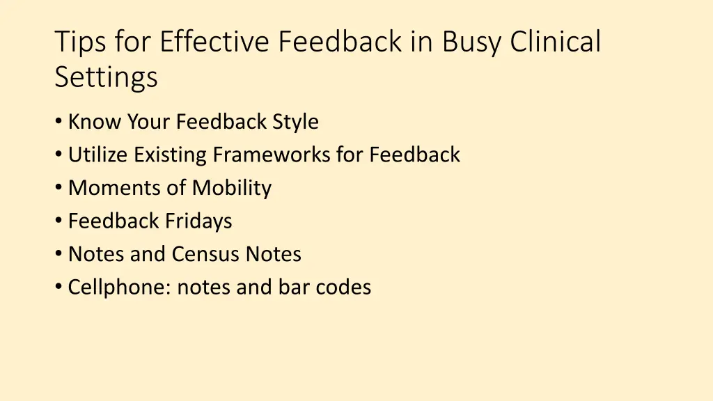 tips for effective feedback in busy clinical