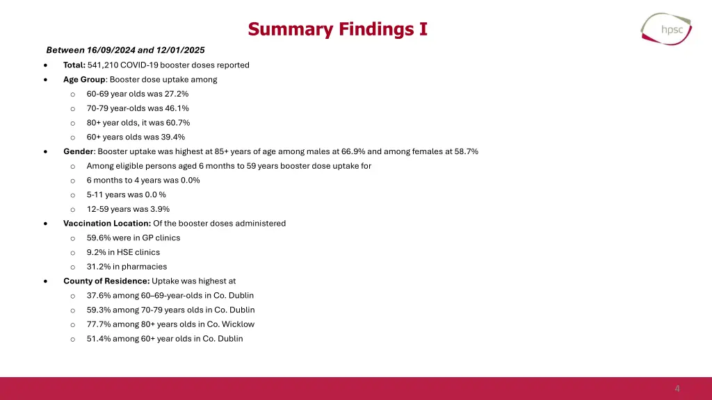 summary findings i