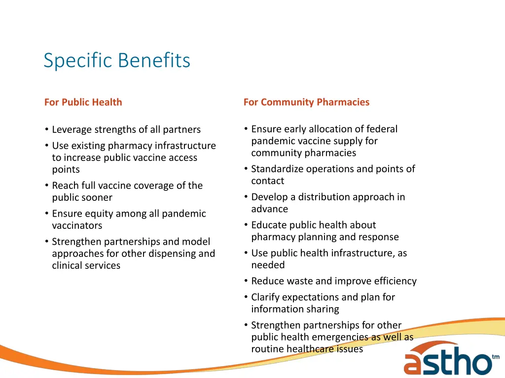 specific benefits