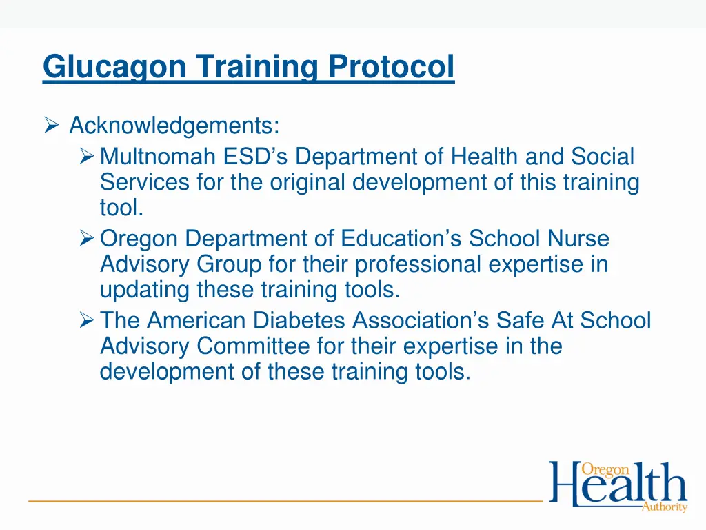 glucagon training protocol