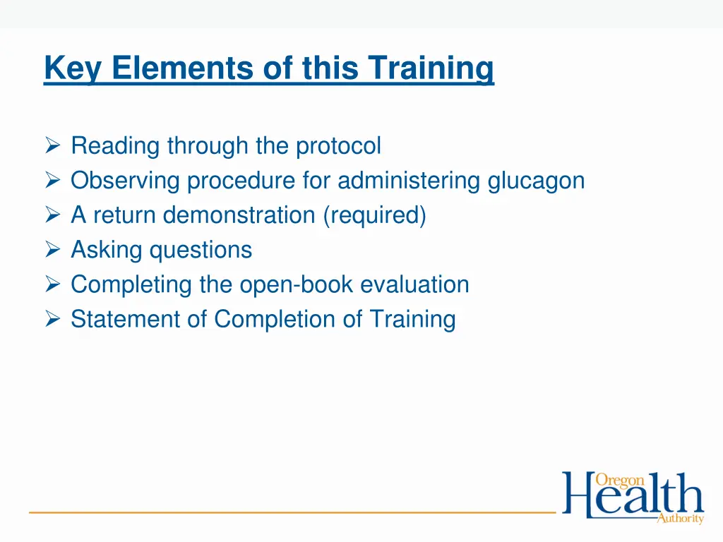 key elements of this training
