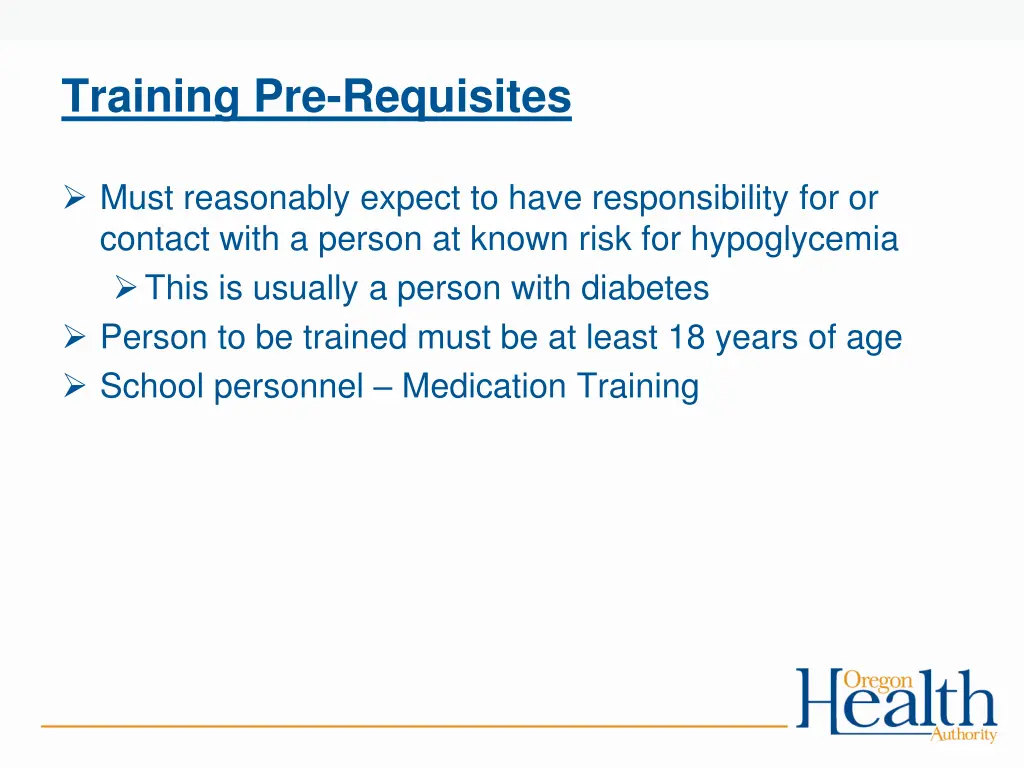 training pre requisites