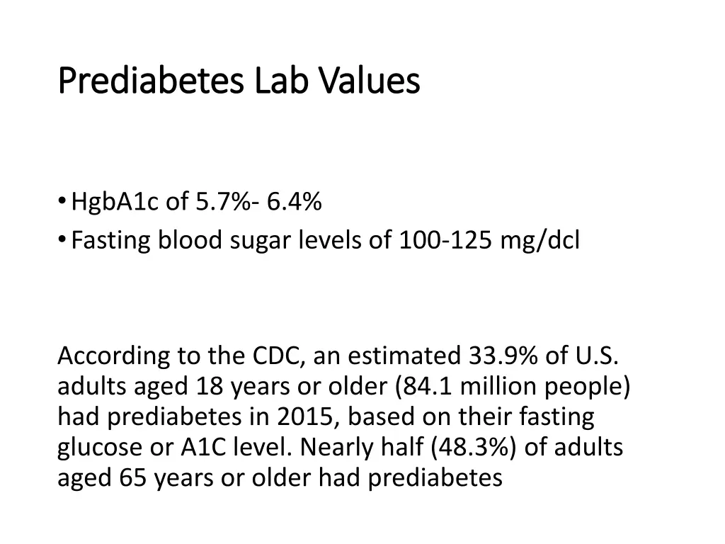 prediabetes prediabetes lab values
