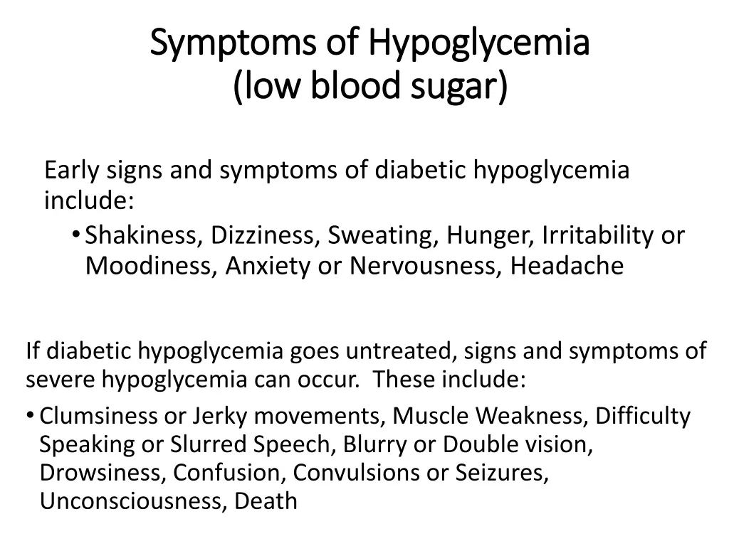 symptoms of hypoglycemia symptoms of hypoglycemia
