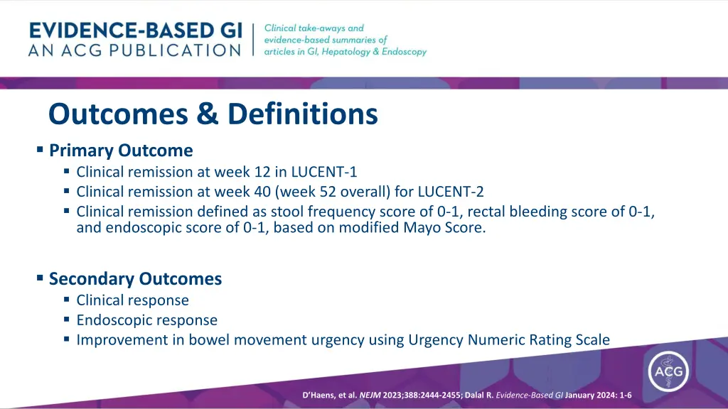 outcomes definitions primary outcome clinical