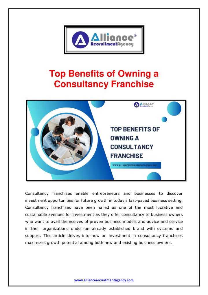 top benefits of owning a consultancy franchise