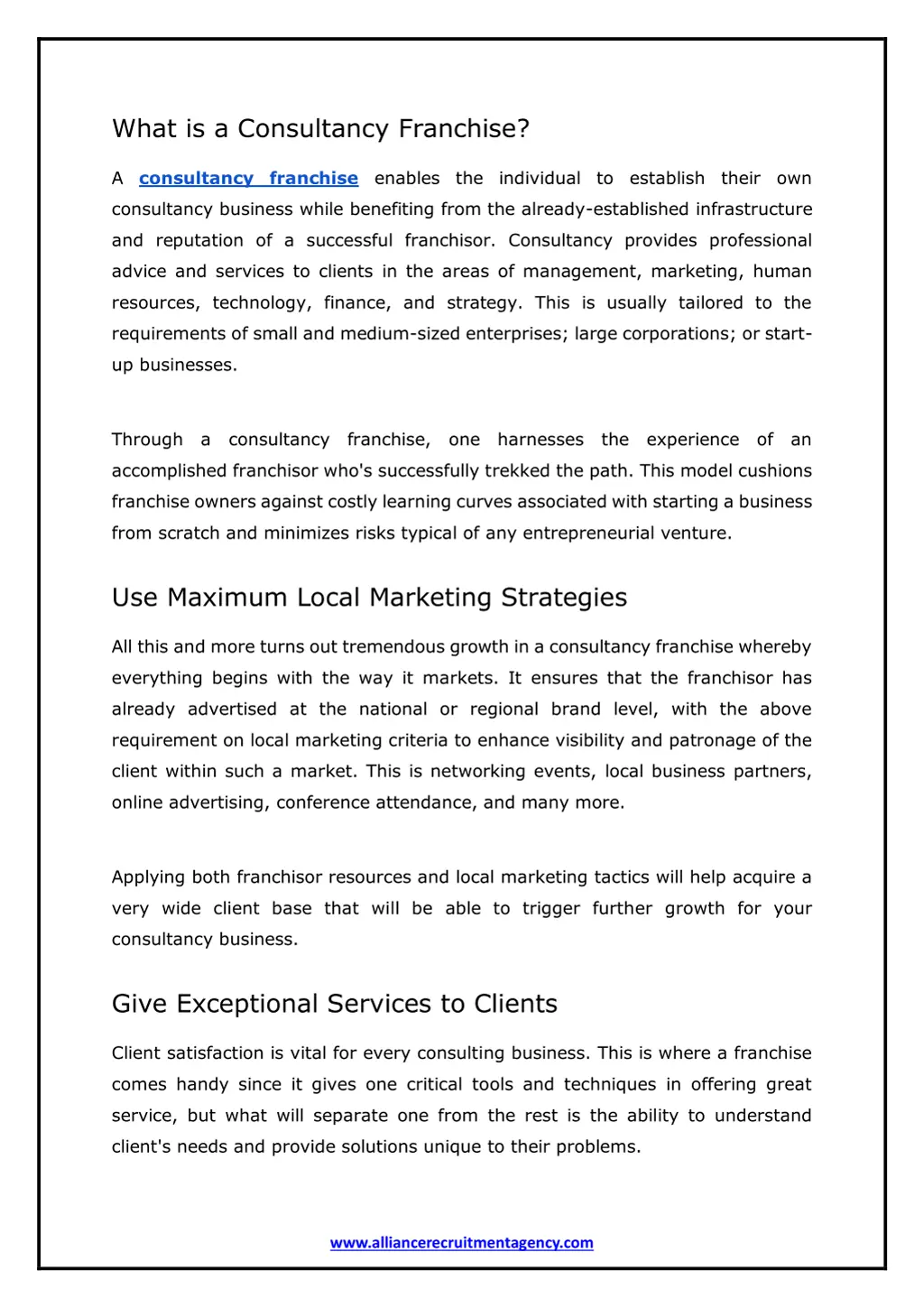 what is a consultancy franchise