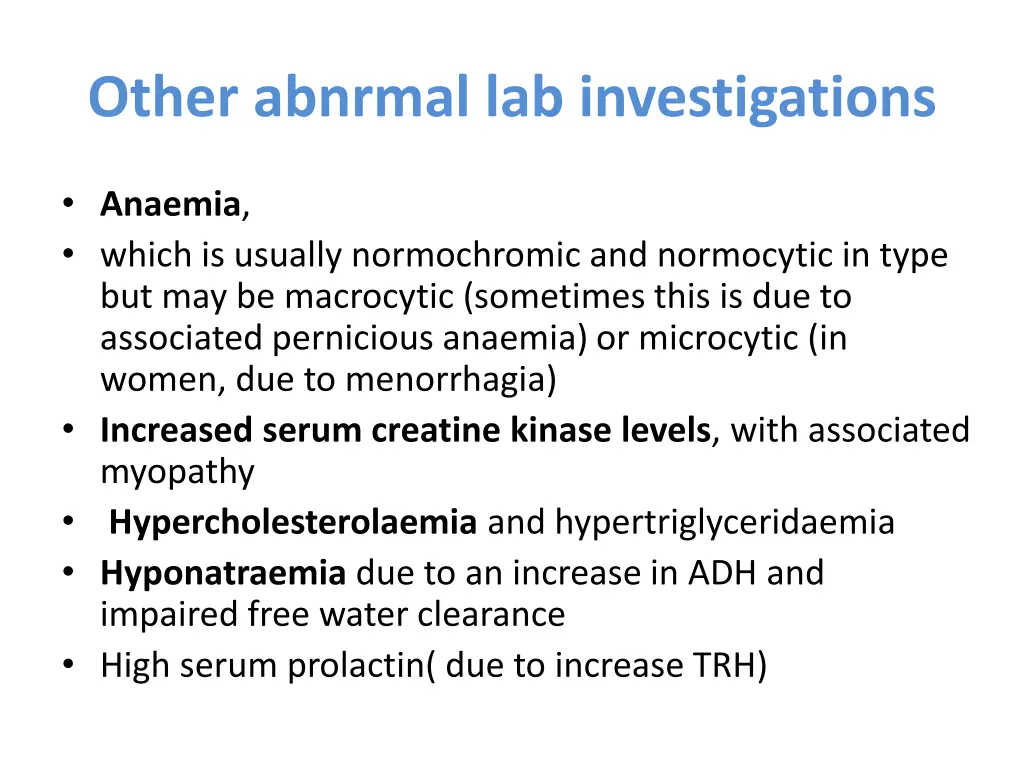 other abnrmal lab investigations