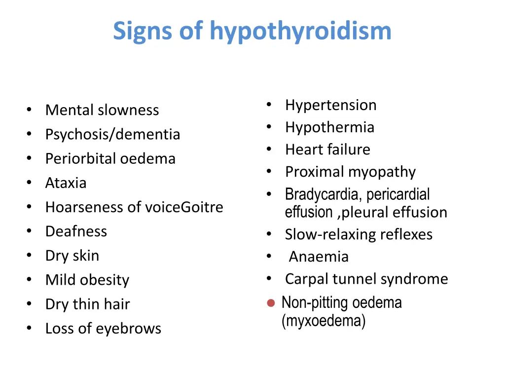 signs of hypothyroidism