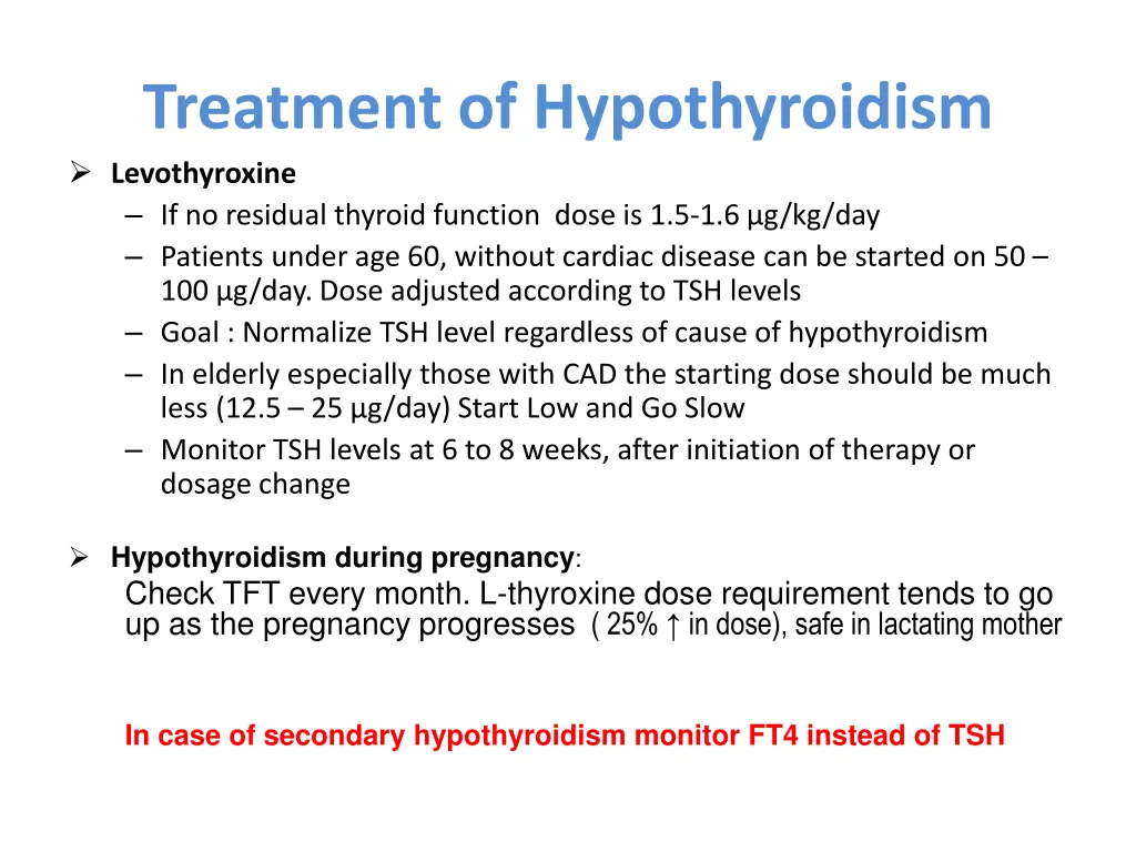 treatment of hypothyroidism levothyroxine