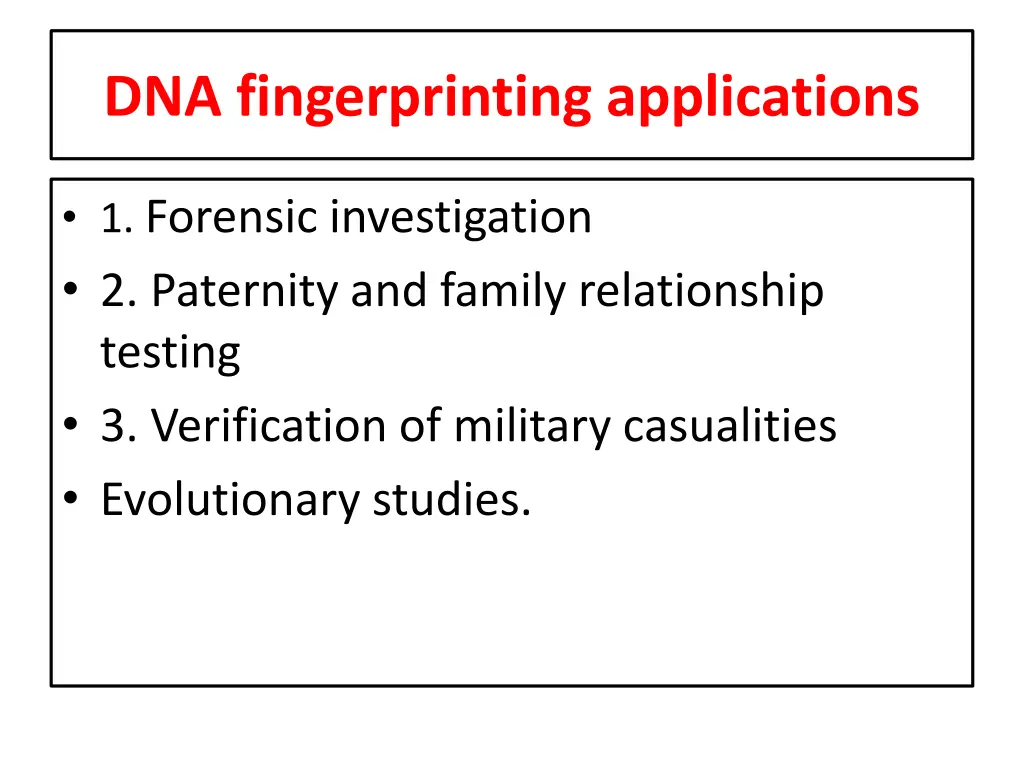 dna fingerprinting applications