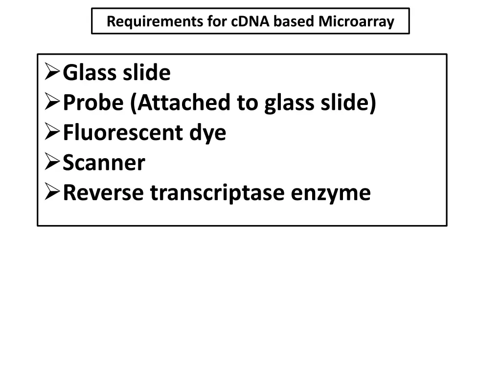 requirements for cdna based microarray