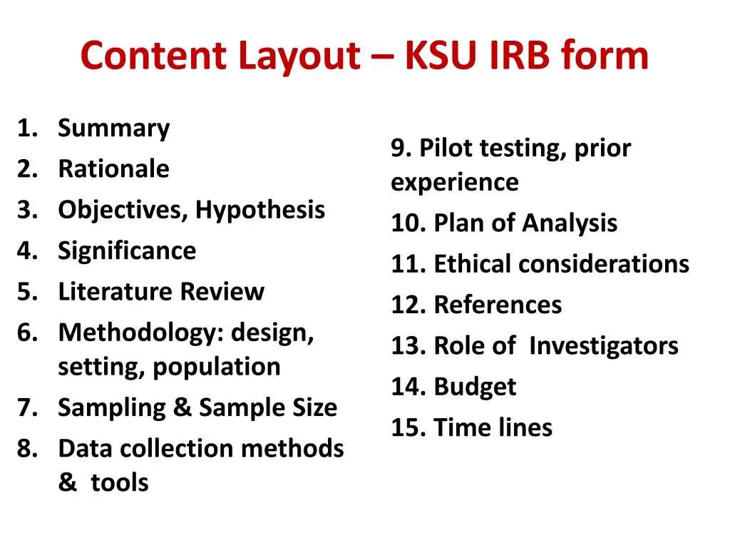content layout ksu irb form