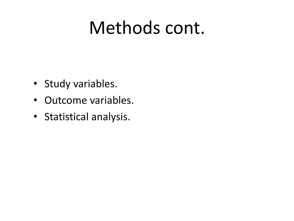 methods cont