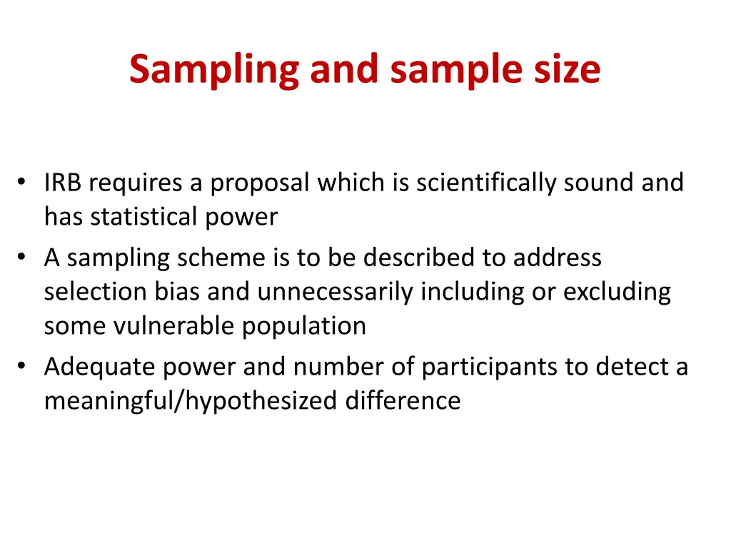 sampling and sample size