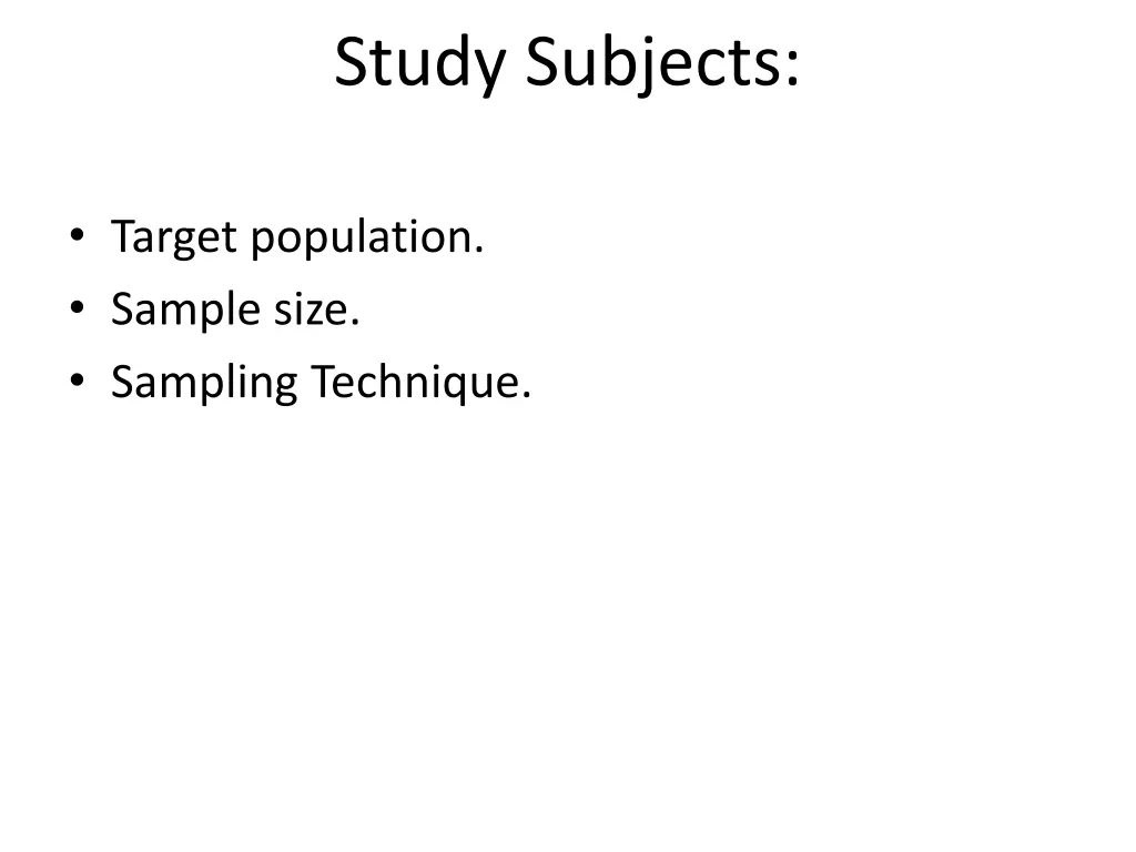 study subjects