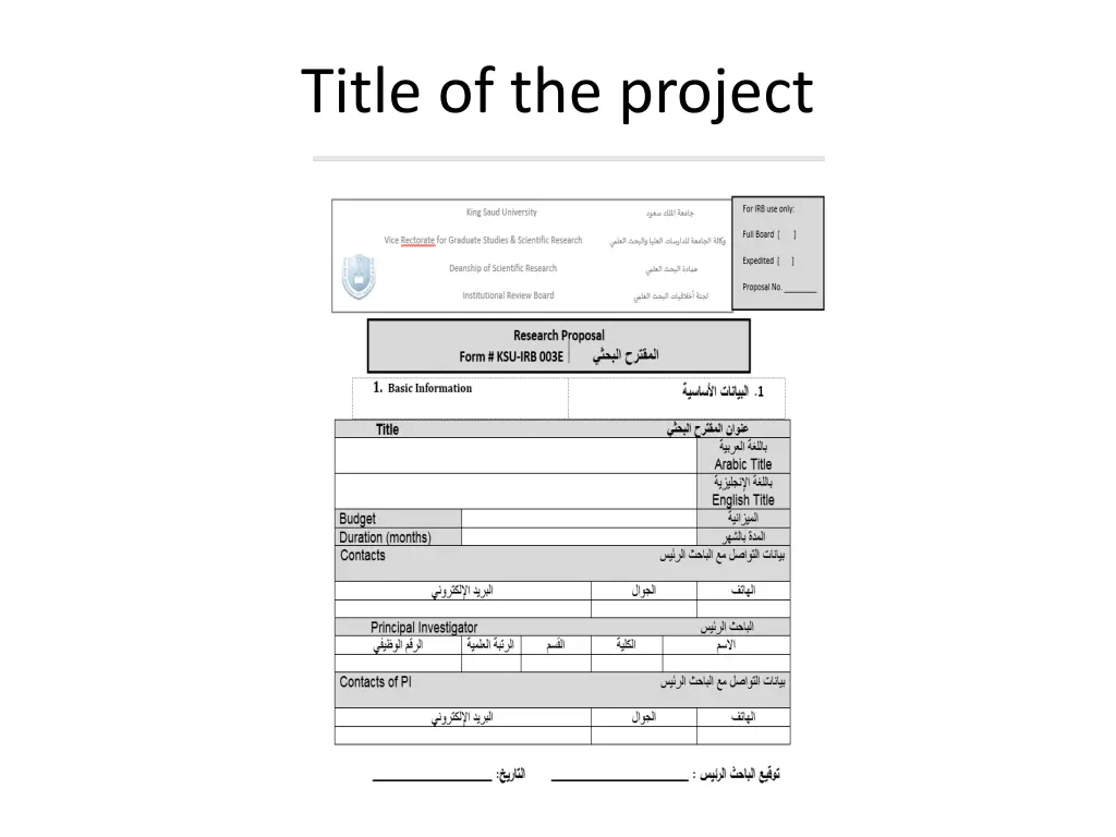 title of the project