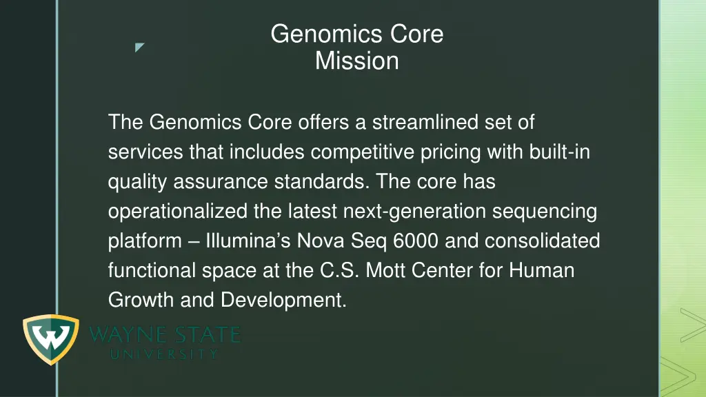 genomics core mission