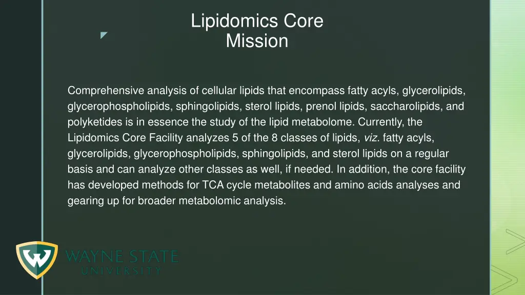 lipidomics core mission
