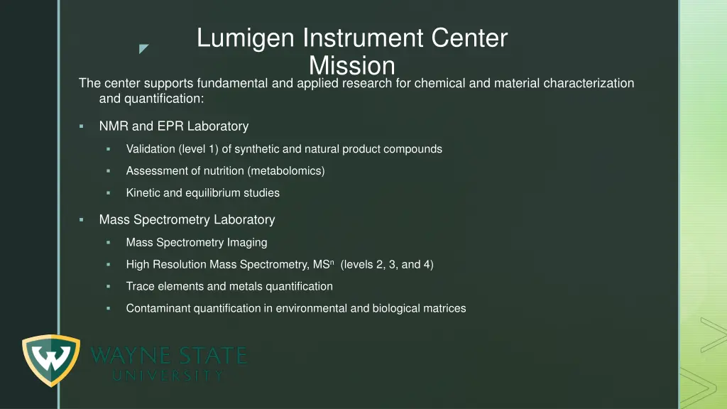 lumigen instrument center mission the center