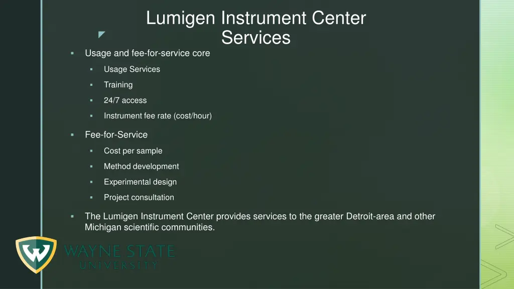 lumigen instrument center services usage
