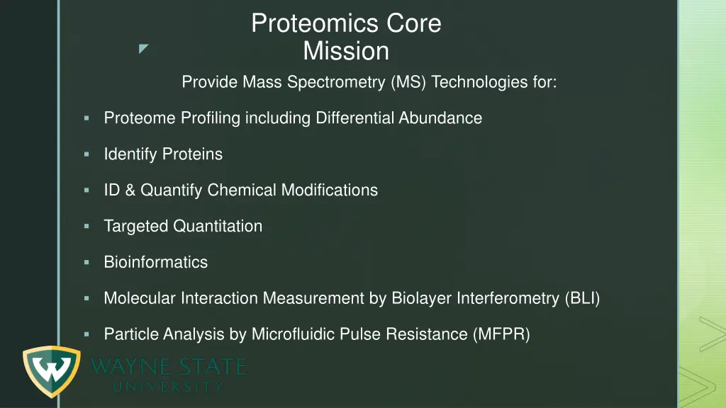 proteomics core mission provide mass spectrometry
