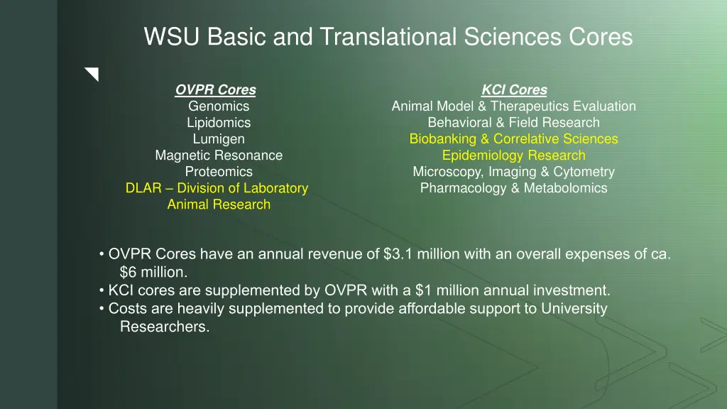 wsu basic and translational sciences cores