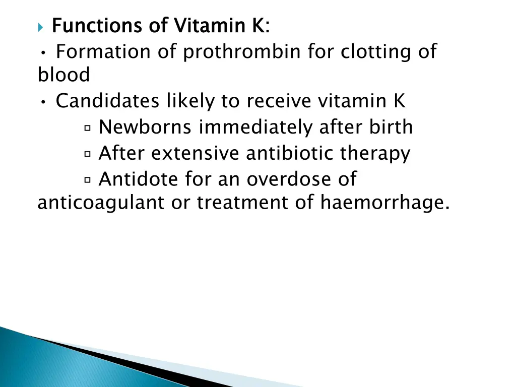 functions of vitamin formation of prothrombin