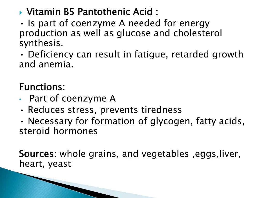 vitamin b5 pantothenic acid is part of coenzyme