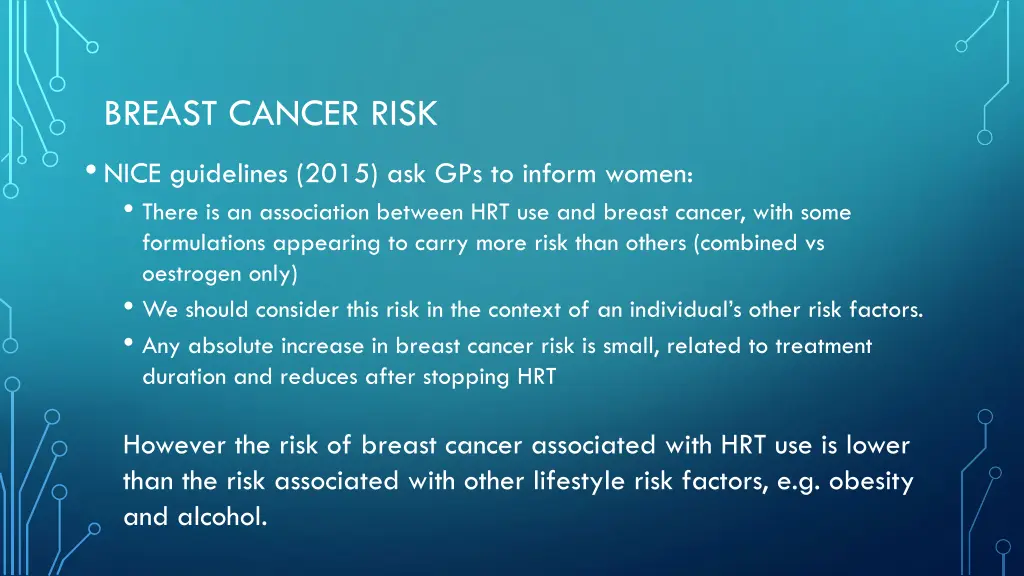 breast cancer risk nice guidelines 2015