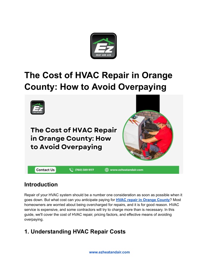 the cost of hvac repair in orange county