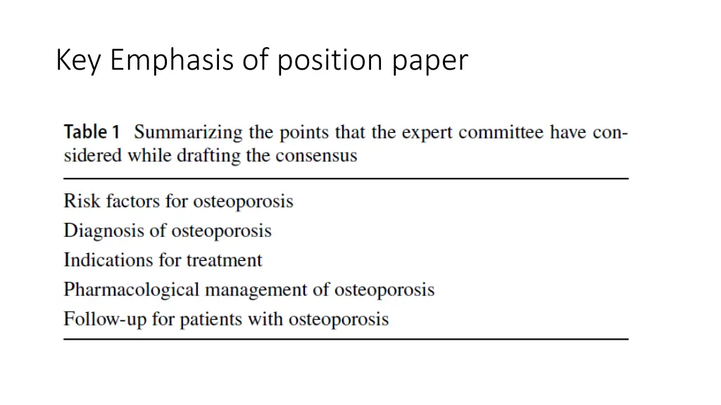 key emphasis of position paper