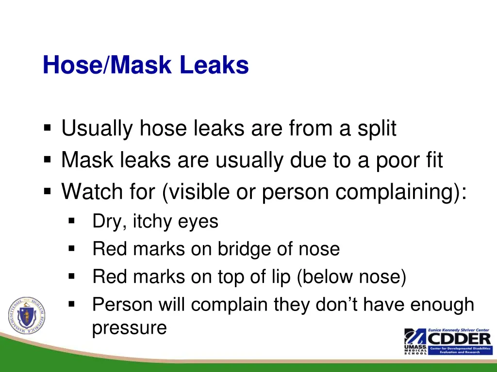 hose mask leaks