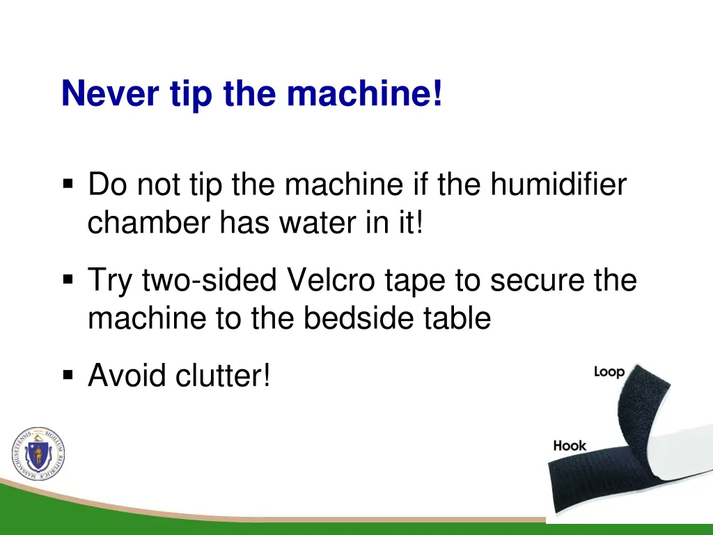 never tip the machine