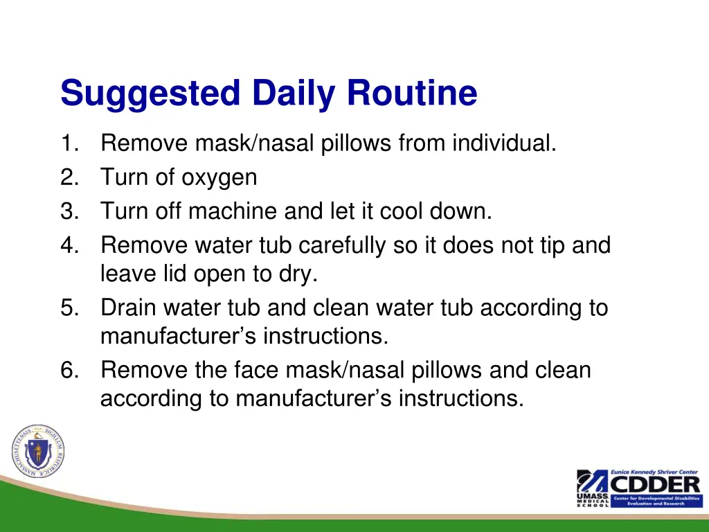 suggested daily routine