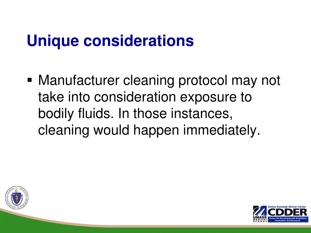 unique considerations