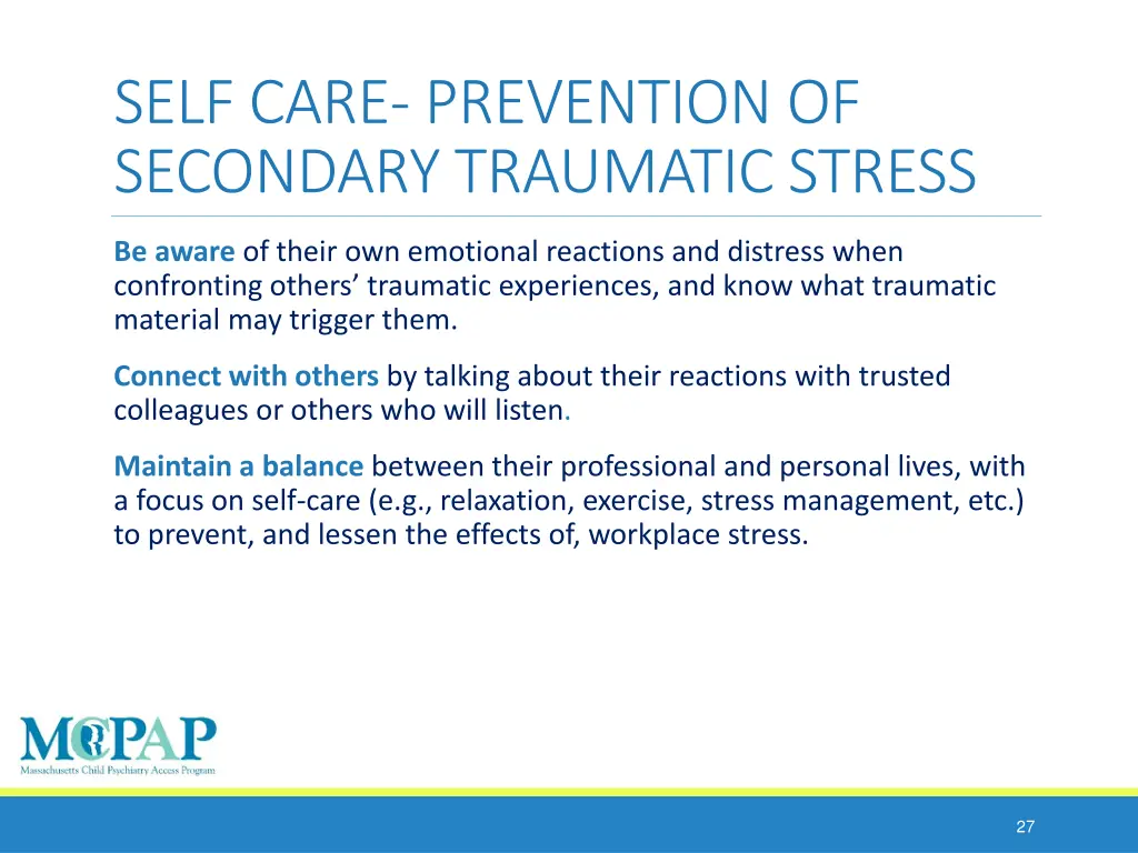 self care prevention of secondary traumatic stress