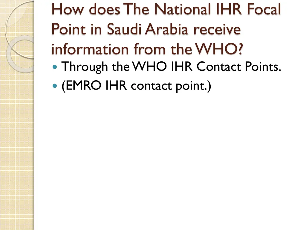 how does the national ihr focal point in saudi