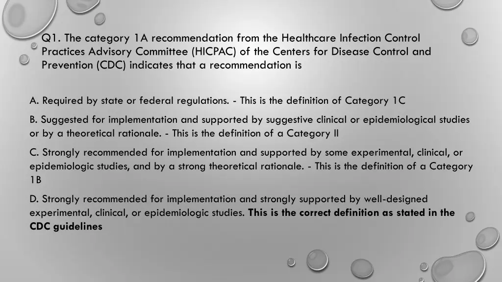 q1 the category 1a recommendation from 1