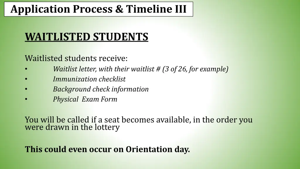 application process timeline iii