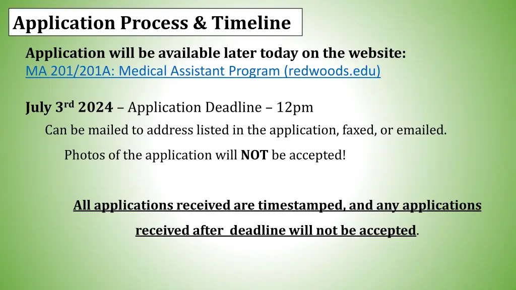application process timeline