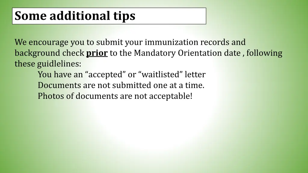 some additional tips